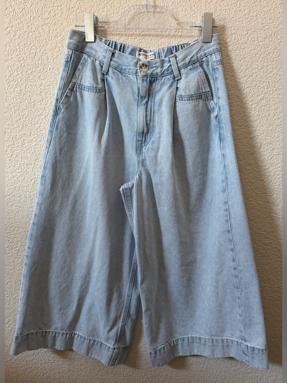 Scotch & Soda Women’s 27/4 The Wave Wide Leg Crop Light Wash Denim Jeans 20.5"